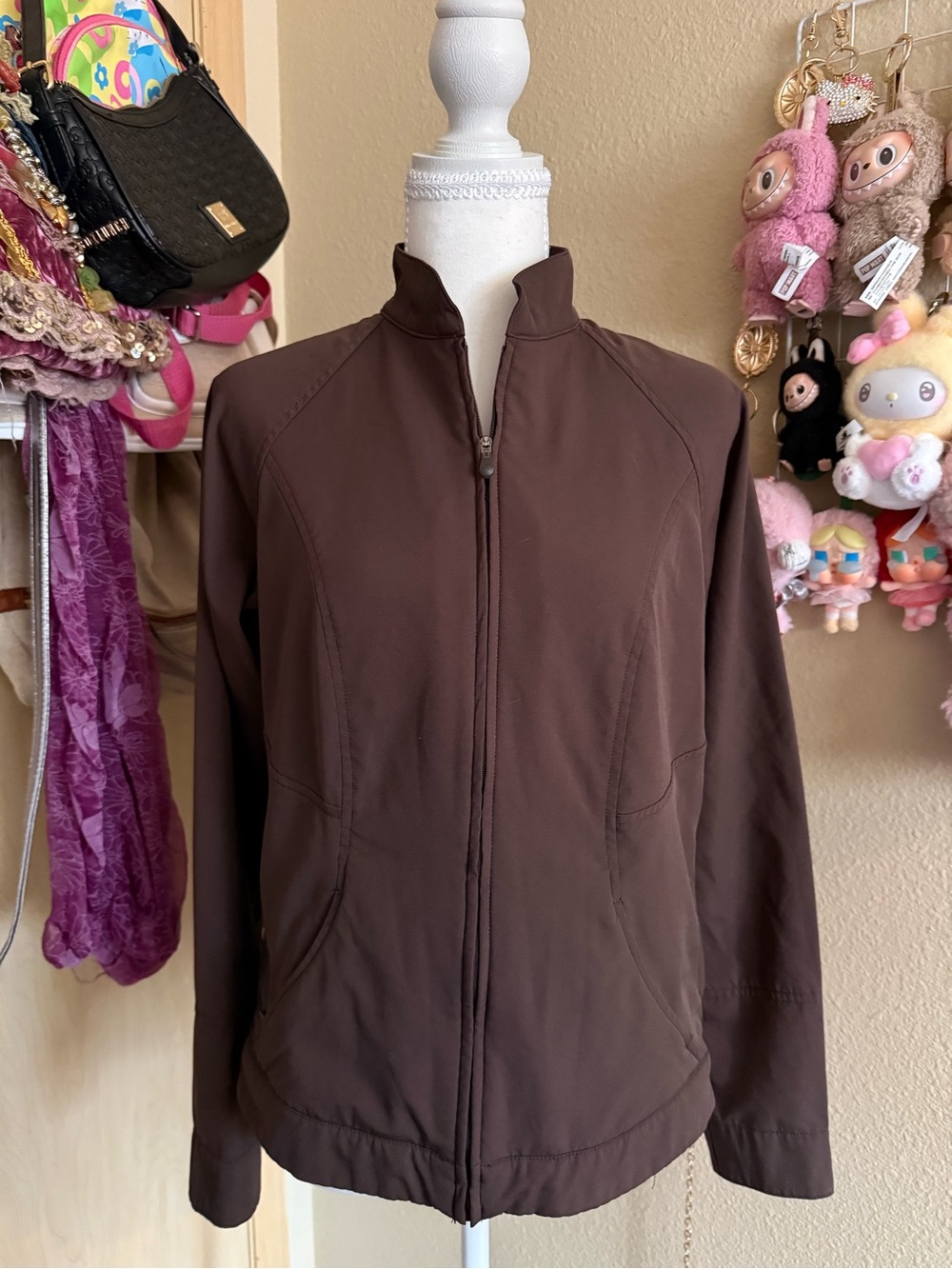 Women's Brown Full-Zip Casual Jacket